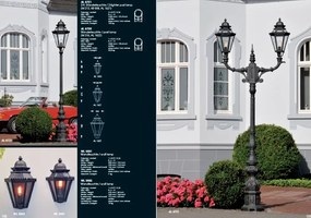 Stalp iluminat exterior din fier forjat, inaltime 335cm, AL 6721