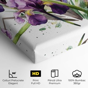 Tablou Canvas, 20x30cm, Dormitor si Living, Flori, Iris, Watercolor Purple Iris