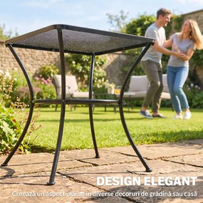 Outsunny Masuta pentru Gradina din Otel cu Blat Perforat, Masuta Patrata pentru Exterior 45x45x50 cm, Negru | AOSOM RO