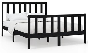 3106707 vidaXL Cadru de pat, negru, 140x200 cm, lemn masiv de pin