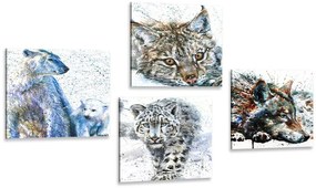 Set tablouri animale în design interesant de acuarelă