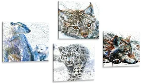 Set tablouri animale în design interesant de acuarelă