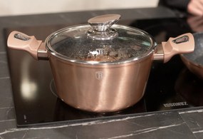 Set oale si tigai, cu capace, marmorate, 18 piese Rose Gold Berlinger Haus BH 7034, compatibile cu plita cu inductie