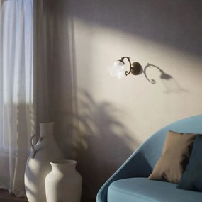 Aplica de perete stil clasic italian din alama si sticla Ricciolo