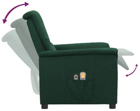 Fotoliu de masaj rabatabil electric, verde inchis, tesatura 1, Morkegronn