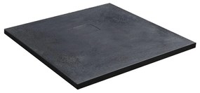 Cadita compozit pentru dus Inter Ceramic patrata 90x90 cm finisaj piatra mata-gri inchis