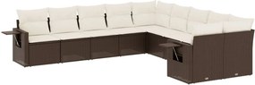 vidaXL Set canapele de grădină cu perne, 10 piese, maro, poliratan