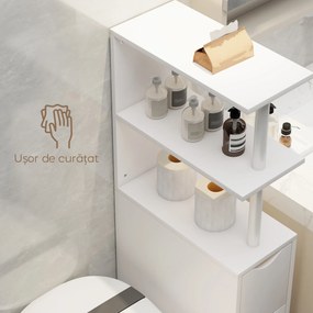 HOMCOM Dulap de Baie Subțire cu Sertare și Rafturi, Dulap de Baie Economisitor de Spațiu cu Sertar pe Roți, Coloană de Baie pentru Sufragerie, 20x45x115 cm, Alb | Aosom Romania