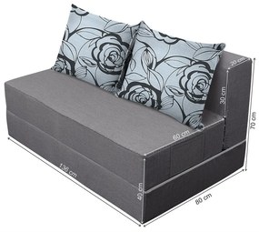 Canapea extensibila Urban Living Bedora 136x80x40 cm Grey/Grey Flower