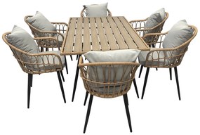 Autronic Masă de grădină, metal, polywood, maro, AZ-F1407 NAT