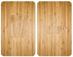 Set 2 protecții din sticlă pentru aragaz Wenko Lunch, 52 x 30 cm