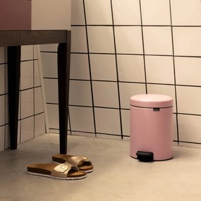 Cos de gunoi cu pedala Brabantia NewIcon 1010439, 5 l, Inchidere usoara, Baza antiderapanta, Roz