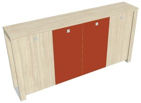 Dulap mediu pentru haine Verno+ 260 x 46 x 130 cm, uși combinate, salcâm / portocaliu