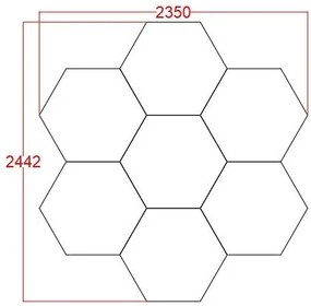 Panou LED HoneyComb, 7 Hexagoane, Lumină Rece 6500K, 240W