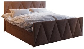 Pat matrimonial Boxspring 140 cm Milagros 3 (maro închis) ( cu saltea și sp. depozitare). 1047246