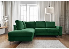 Colțar verde închis extensibil cu tapițerie din catifea reiată (cu colț pe partea stângă ) Lofty Lilly – Miuform