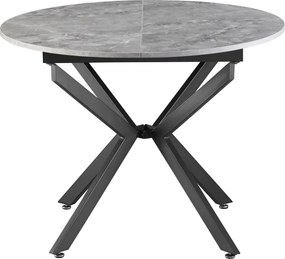 Masă extensibilă de dining, beton/neagră, 100x100-140x75 cm, ABERO TIP 1