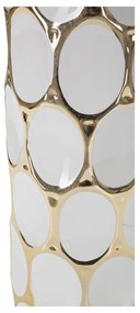 Veioză alb-auriu din ceramică cu abajur textil (înălțime 56 cm) Glam Carv – Mauro Ferretti