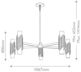 Elstead MARVELE10-AB-OPAL - Lustru pe tijă MARVELE, 10 x E14, 40 W, 230 V, auriu
