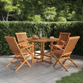 3096572 vidaXL Set de mobilier de exterior pliabil, 5 piese, lemn masiv de tec