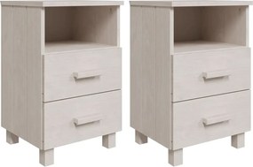 vidaXL Noptiere HAMAR, 2 buc, alb, 40x35x62 cm, lemn masiv de pin