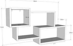 Etajeră de perete AYDER 51x90 cm maro/albă