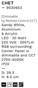 Plafoniera LED RGB si telecomanda Chet 39cm