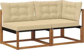 vidaXL Canapea de exterior din mijloc și colț 7 Bucată natural