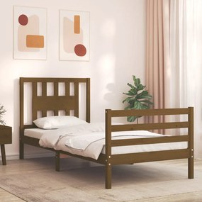 3194564 vidaXL Cadru de pat cu tăblie, maro miere, 100x200 cm, lemn masiv
