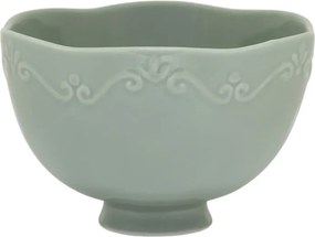 Bol din porțelan verde mentă, H10/D14 cm, model dantelă în relief, „Provence"