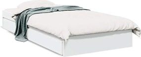 vidaXL Cadru de pat cu sertare, alb, 75x190 cm, lemn prelucrat