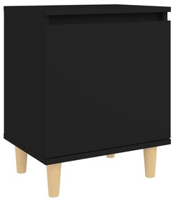 805817 vidaXL Noptieră cu picioare din lemn masiv, negru, 40x30x50 cm