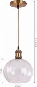 BRILAGI - Lustru LED suspendat pe cablu RETRO GLASS 1xE27/60W/230V Ø 25 cm auriu/transparent