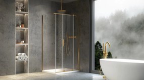 Cabina de dus dreptunghiulara Rea Montana cu usa culisanta 130x90 auriu periat