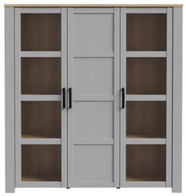 Vitrina Cu 3 Usi Behalf Stejar Riviera Si Stejar Gri, 151.1 Cm