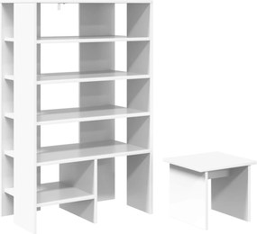 vidaXL Dulap pentru pantofi cu raft 2 pcs Alb Lemn compozit