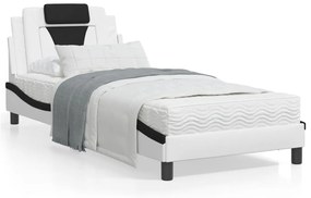 3208060 vidaXL Cadru de pat cu tăblie alb și negru, 80x200 cm, piele ecologică