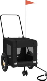 vidaXL Remorcă bicicletă animale companie, negru, textil oxford/fier