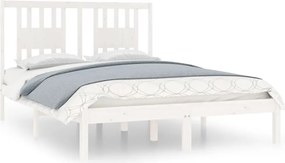 vidaXL Cadru de pat mic dublu, alb, 120x190 cm, lemn masiv