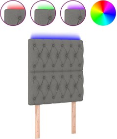 vidaXL Tăblie de pat cu LED, gri închis, 80x7x118/128 cm, textil