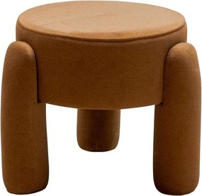 Taburet rotund din stofă, portocaliu, cu trei picioare îmbrăcate, 40,5 x Ø 47 cm, „Onda”