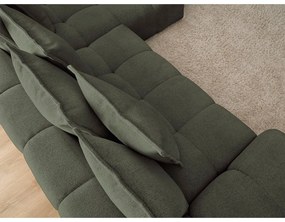 Colțar verde extensibil/cu spațiu de depozitare cu tapițerie din chenille (cu colț pe partea dreaptă/cu șezlong) Everest – Bobochic Paris