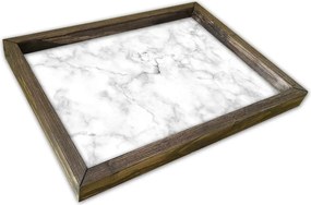Tava AT-004, alb cu efect de marmura/nuc, lemn de pin, 40x30 cm
