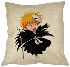 Perna Decorativa cu Bleach Mini Ichigo, 40x40 cm, Husa Detasabila, Burduf