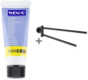 Suport pentru prosoape negru mat autoadeziv din oțel inoxidabil Bosio – Wenko