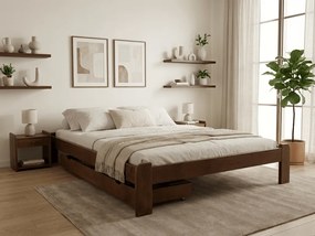 Pat ADA 180x200 cm stejar Saltele: Cu saltele Coco Maxi 20 cm, Somiera pat: Cu lamele curbate