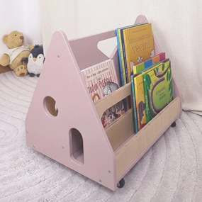 Biblioteca Montessori cu roti, in forma de casuta BOOKY Pearl White