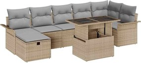 vidaXL Set de canapele pentru grădină cu pernă 8 pcs Bej Rattan poli