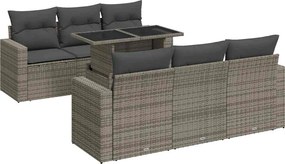 vidaXL Set canapele de grădină, 7 piese, cu perne, gri, poliratan