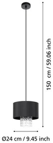 Lustră pe cablu Eglo 39977 SAPUARA 1xE27/40W/230V negru